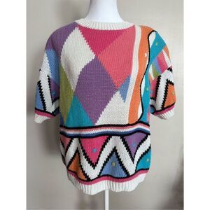 Melbourne Elements Multicoloured Short Sleeve Knit Top Size S
